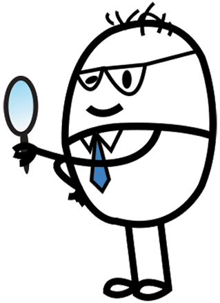 Mr. Bean standing and holding a magnifying glass graphic | Nerd Tern for CPA Nerds